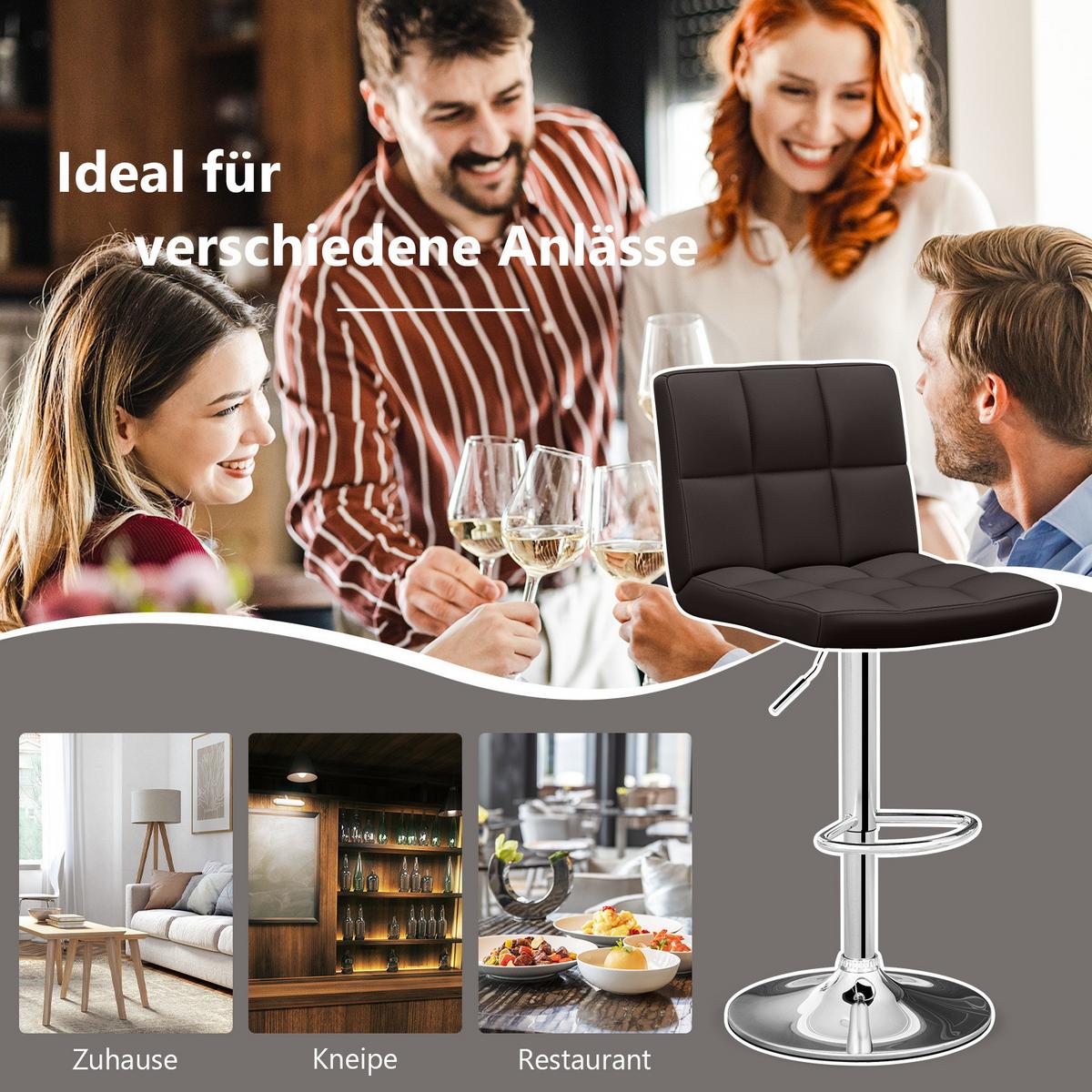 BARHOCKER Braun(2er-Set) - Braun, Metall (43/116.5/41cm) - COSTWAY