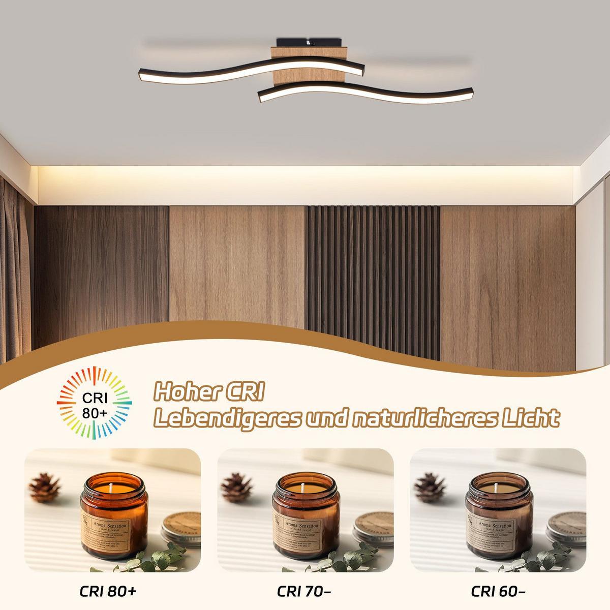 LED-DECKENLEUCHTE Fry 50.5/12/7.3 cm - Schwarz, Metall (50.5/12/7.3cm) - Nettlife
