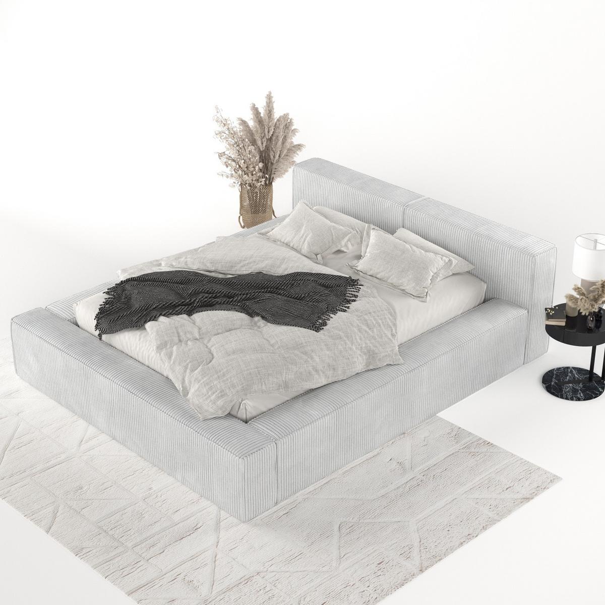 POLSTERBETT Casto mit Stauraum 140/200 cm Hellgrau im Poso Stoff - Hellgrau/Schwarz, Holz/Holzwerkstoff (140/200cm) - AltaBeds