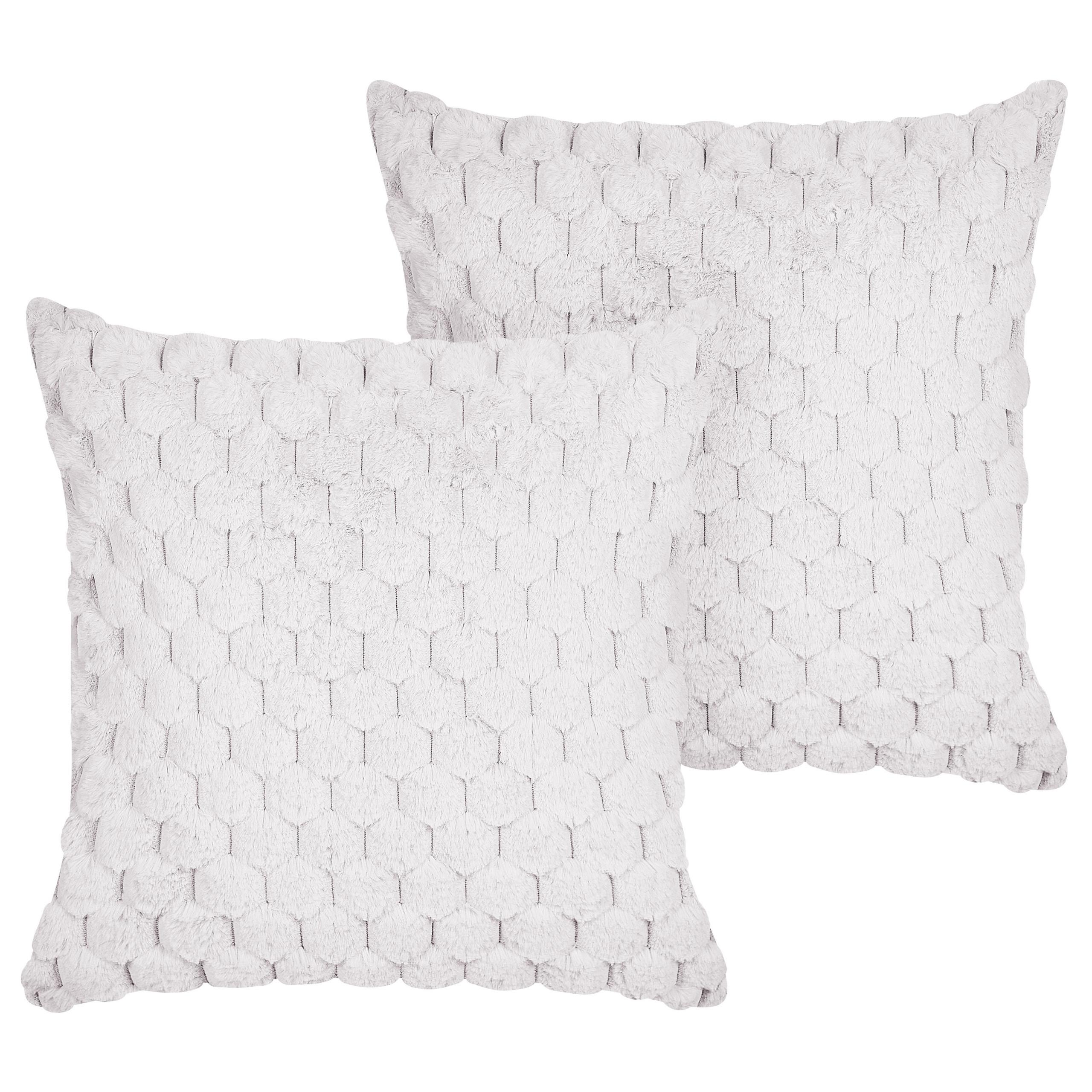 DEKOKISSEN 2er-Set Cremeweiß 43/43 cm Purslane - Creme, Textil (43/43cm) - Beliani