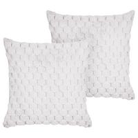 DEKOKISSEN 2er-Set Cremeweiß 43/43 cm Purslane - Creme, Textil (43/43cm) - Beliani