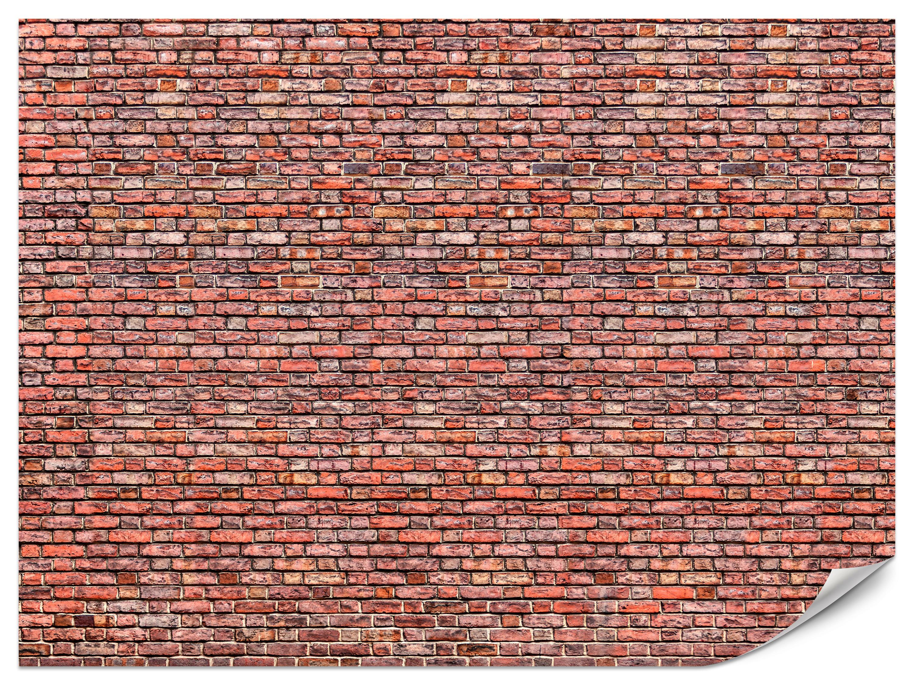 FOTOTAPETE für Wohnzimmer Alter Ziegelstein Roter Wand Rustikal 450x315 - Rot/Orange, Papier (450/315cm) - Muralo