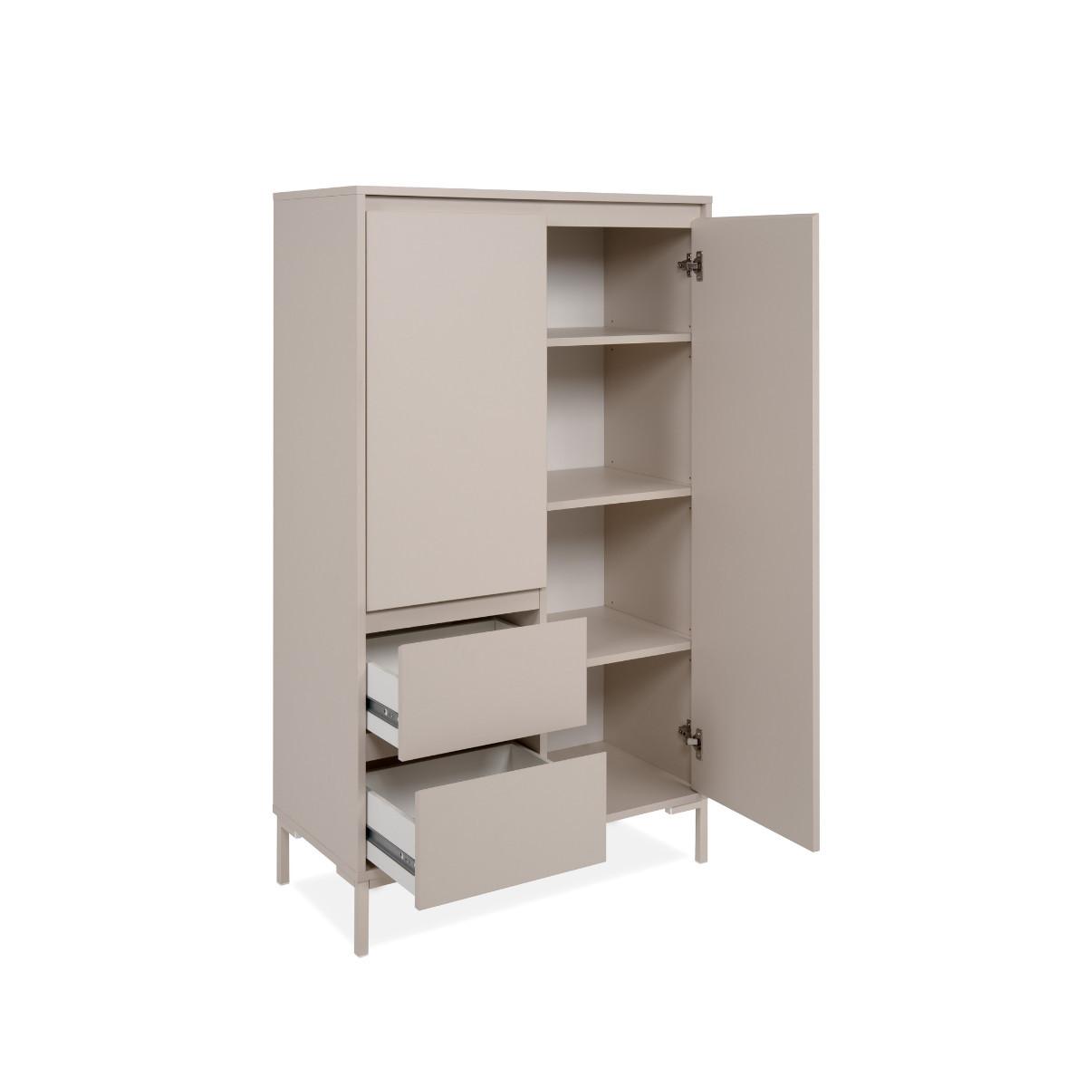HIGHBOARD 2 Türen und 2 Schubladen, Farbe Kaschmir 40/139/81 cm - Beige, Holzwerkstoff (40/139/81cm) - Calicosy