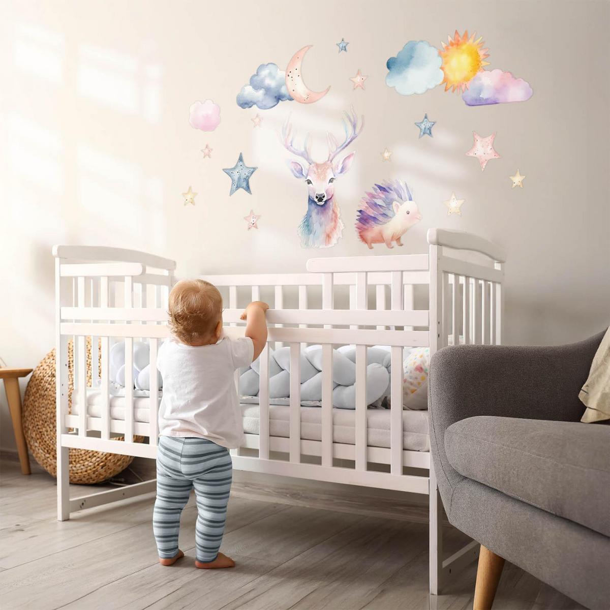 WANDAUFKLEBER 130x143cm - Pastellfarbene Natur - Multicolor, Kunststoff (130/143/0.1cm) - Wallfluent