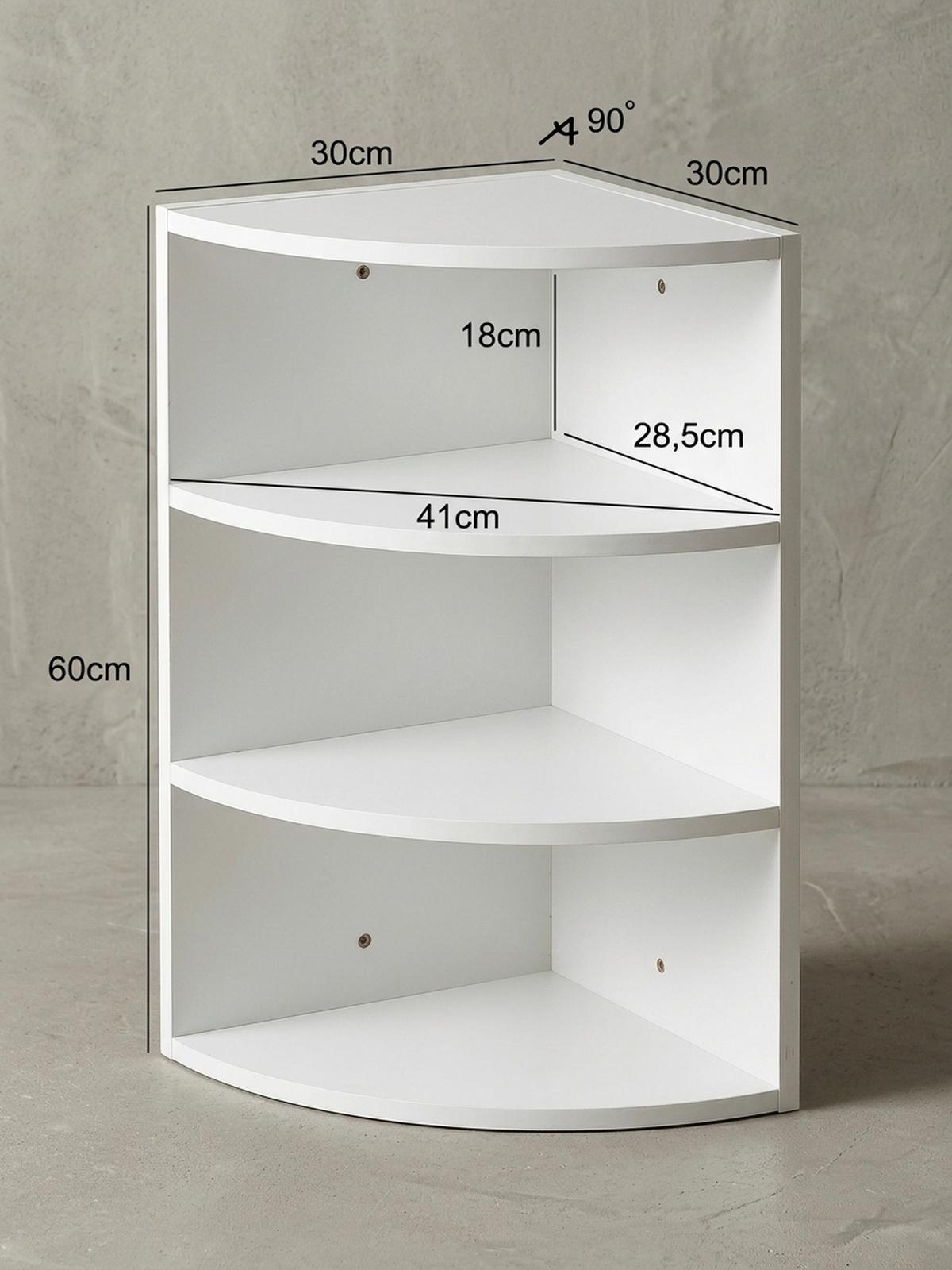 ECKREGAL NIDDA MDF Runder Front Modern, Weiß 30x30x60 cm - Weiß, Holz (30/60/30cm) - KADIMA DESIGN