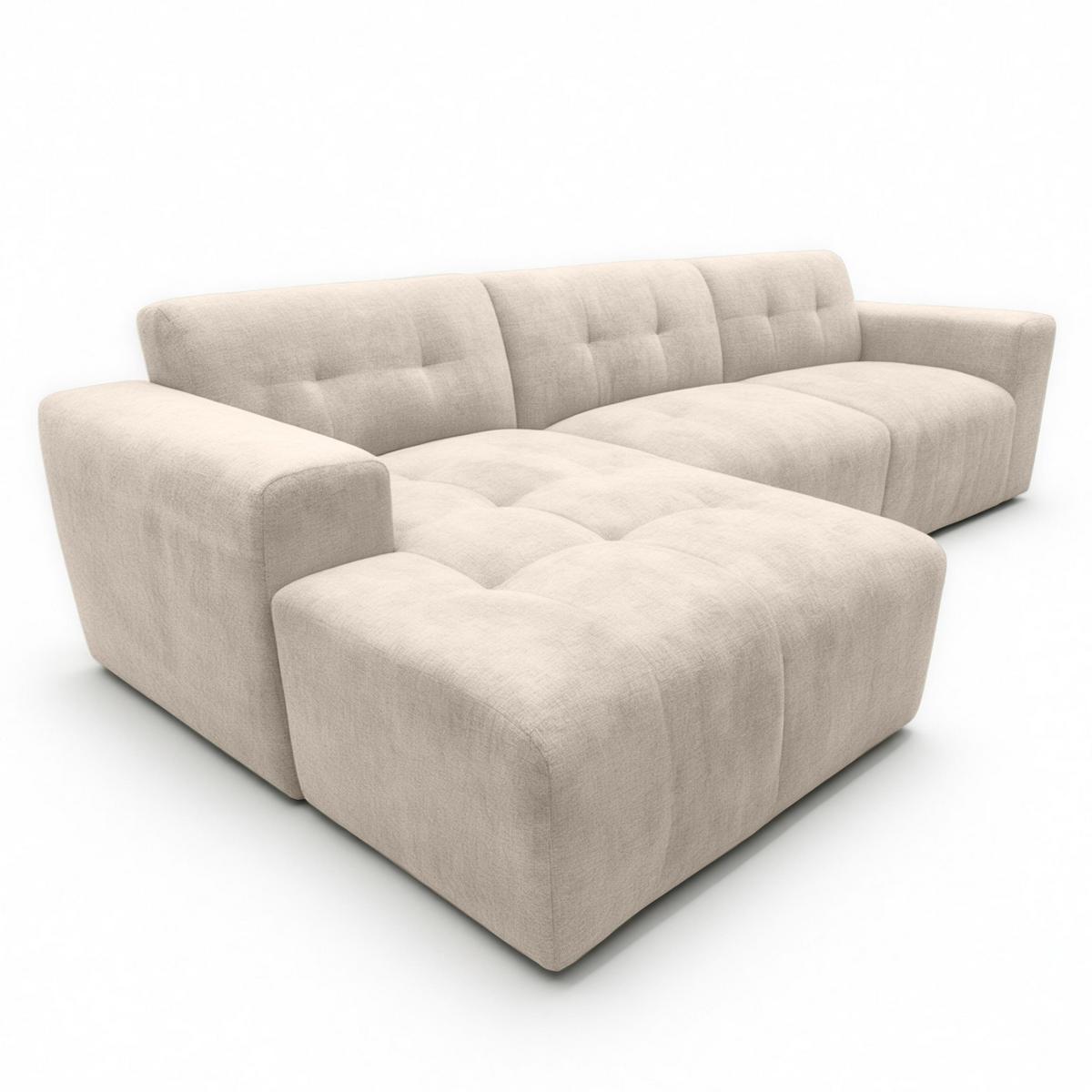 ECKSOFA L Form Corlu Creme 310/165/78 cm – stilvolle kleine Eckcouch Links - Creme/Schwarz, Kunststoff/Textil (310/165cm) - AX Living