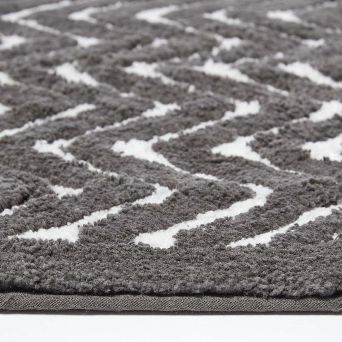 BADEMATTE 50/80 cm Chevron, Baumwolle - Grau, Textil (50/80cm) - Homescapes