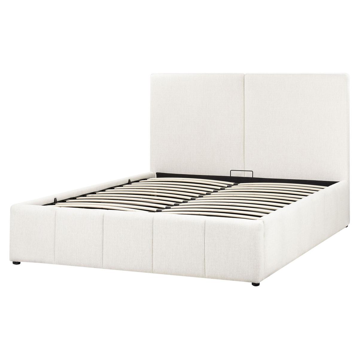 BETT mit Stauraum 160/200 cm Stoff Cremeweiß Castelnavet - Creme, Textil (160/200cm) - Beliani