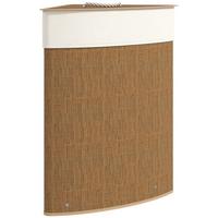 BAMBUS Wäschekorb mit Deckel 55 L Eck Wäschesammler mit herausnehmbar Wäschesack - Braun, Naturmaterialien (35/60/35cm) - HOMCOM