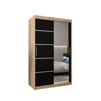 SCHWEBETÜRENSCHRANK 200/120/62 2-türig - Silberfarben/Schwarz, Holz/Kunststoff (120/200/62cm) - MÖBEL KRYSPOL