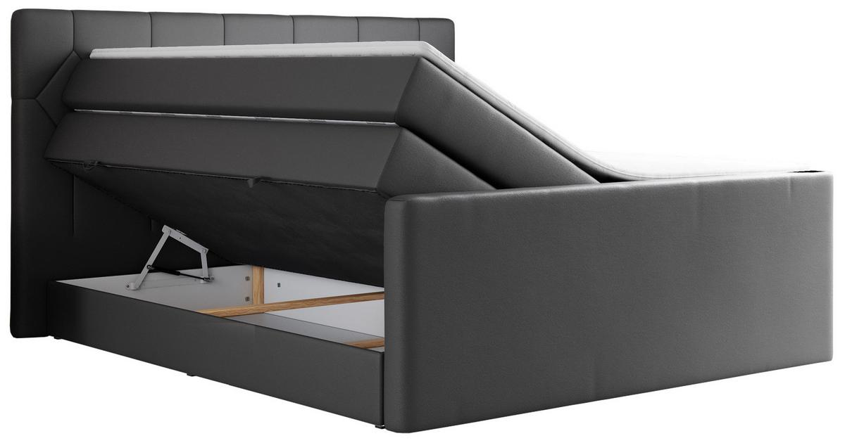 BOXSPRINGBETT KING EIGAR 140/200 Dunkelgrau Kunstleder - H4 - Dunkelgrau, Holz/Textil (140/200cm) - MKS