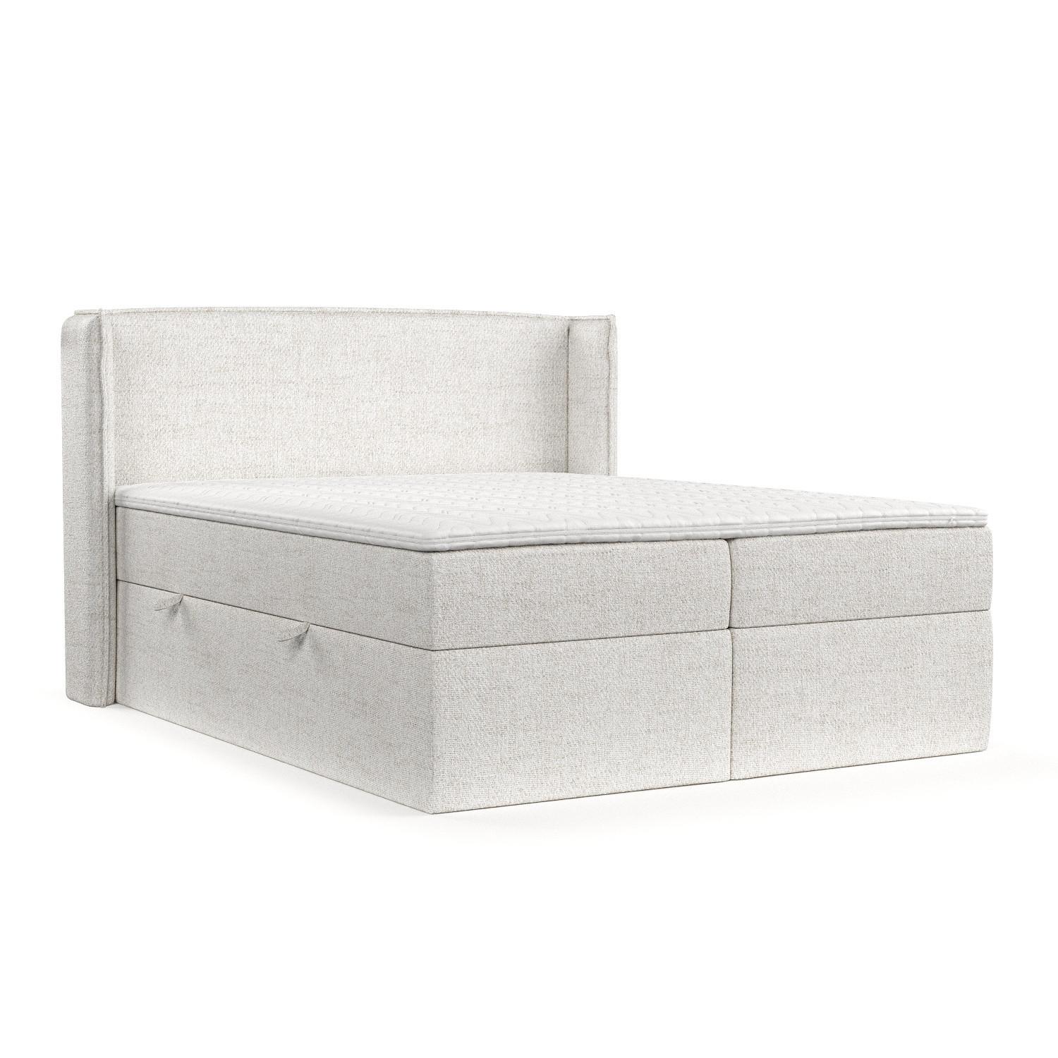 BOXBETT Viva 140/200 cm Creme im Neve Stoff - Creme/Schwarz, Holz/Holzwerkstoff (140/200cm) - AltaBeds