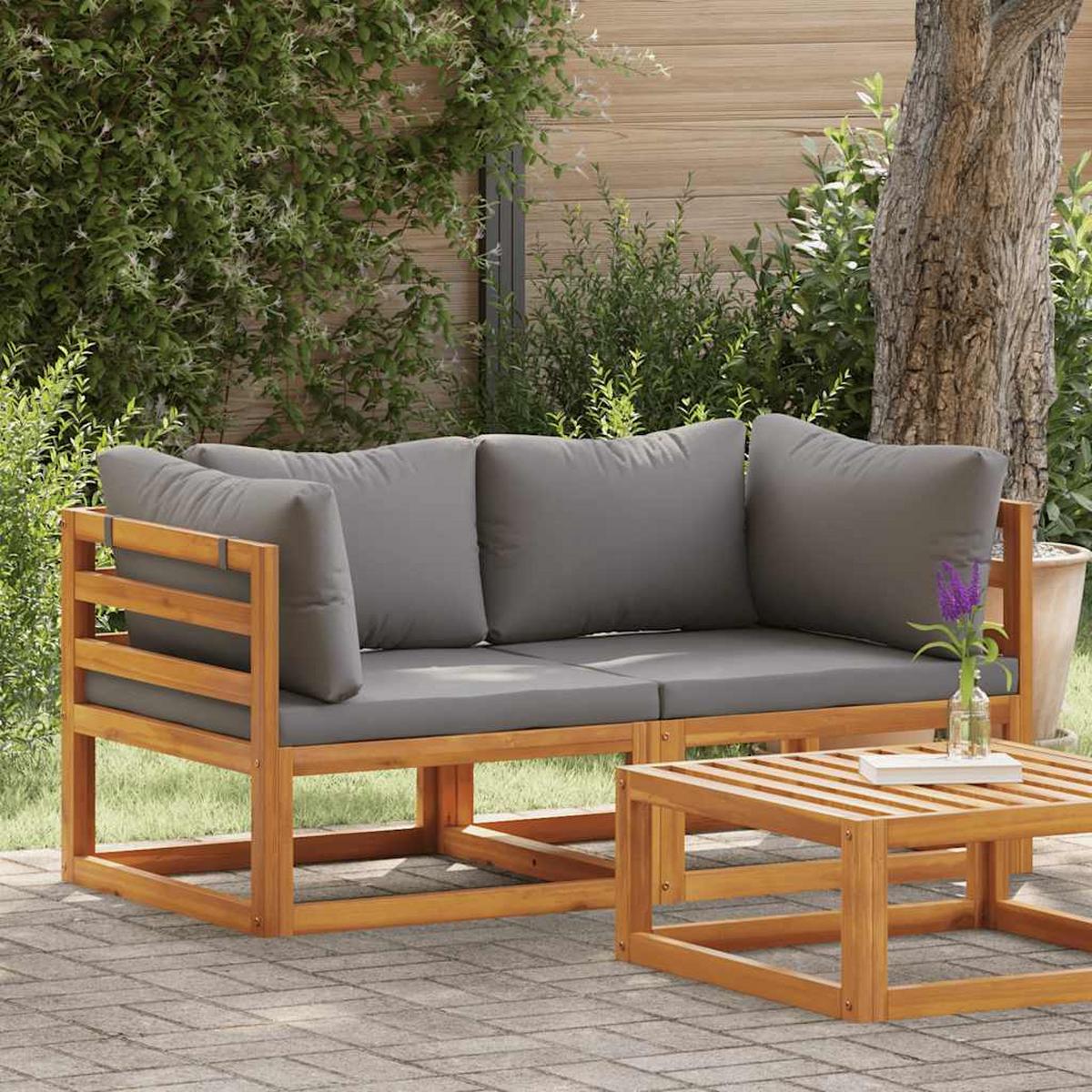 GARTENSOFA RYQV 70/60/70 cm （2er-set) - Grau, Holz (70/60/70cm) - ZMH
