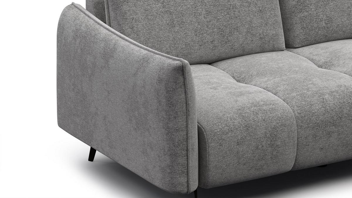 SOFA AERA 2,5-Sitzer, platingrau - Schwarz/Grau, Holz/Textil (187/89/96cm) - Wozimo