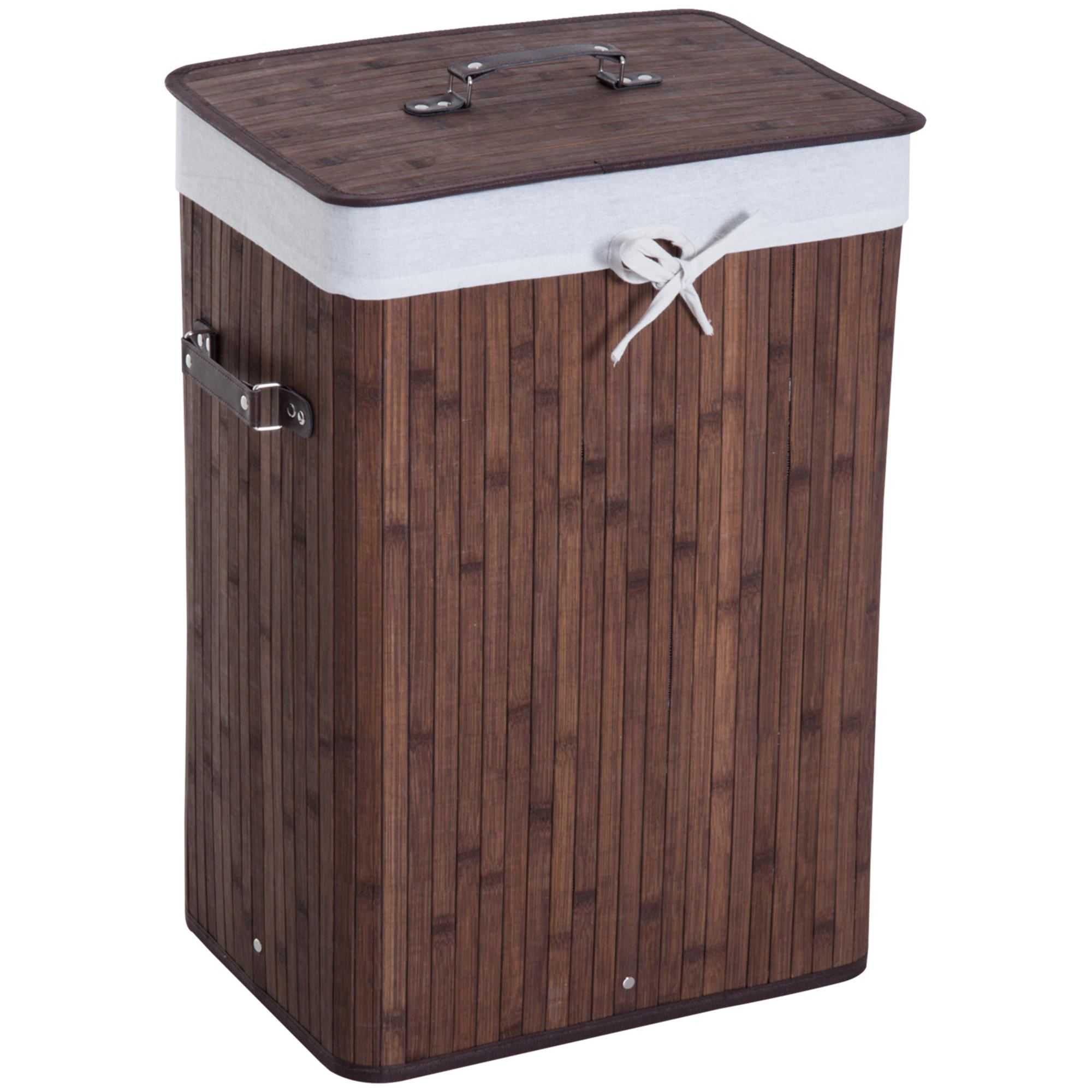 WÄSCHEKORB, Bambus, Dunkelbraun - Dunkelbraun, Naturmaterialien (30/60/40cm) - HOMCOM