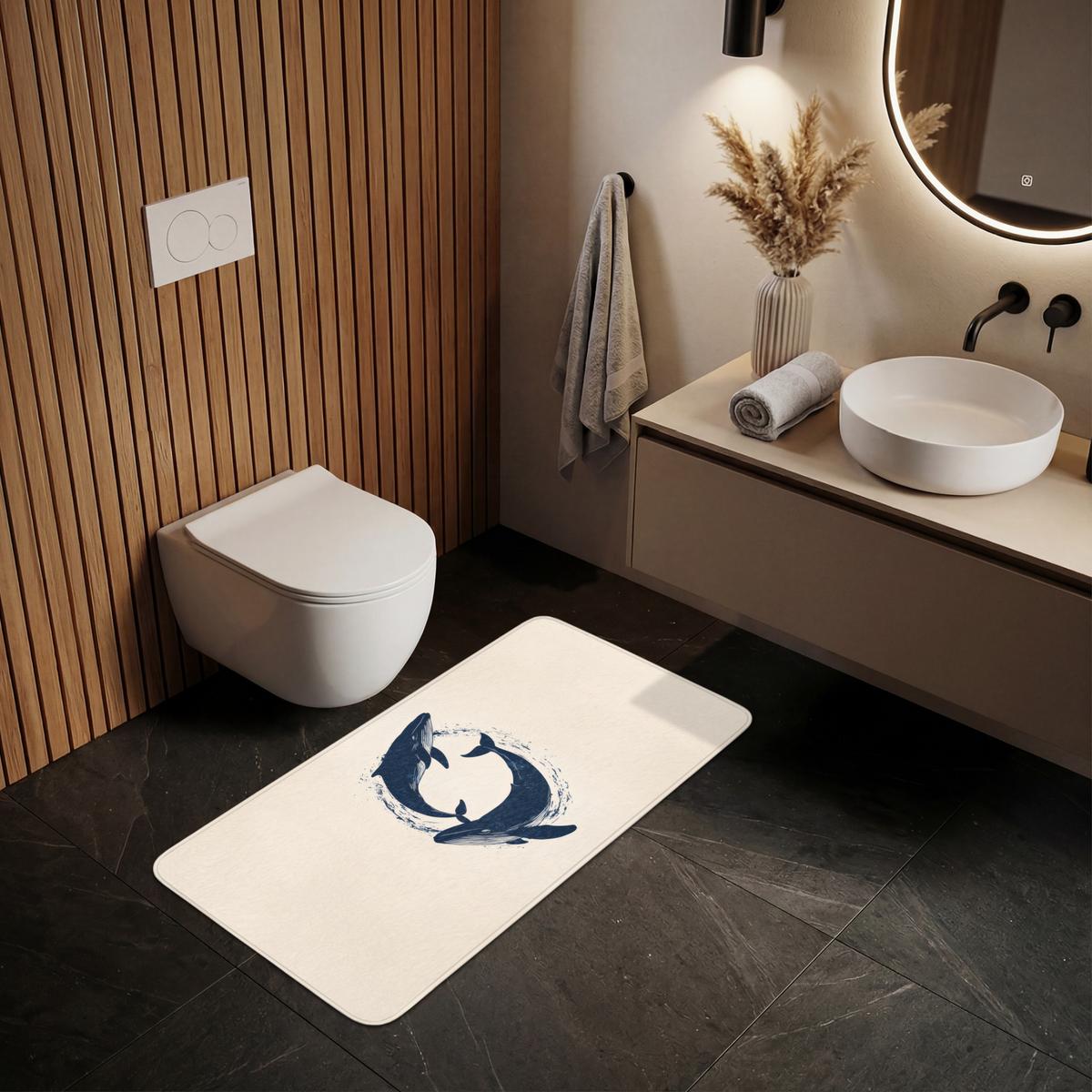 WC-VORLEGER Wale - Spritzer - Kreis - Dunkelblau WC Teppich 120x60 cm - Dunkelblau, Textil (120/1cm) - OnlyWow