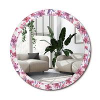 SPIEGEL Rund Ø 90 cm mit Aufdruck - Pink, Glas (90/90/0.4cm) - Wallfluent