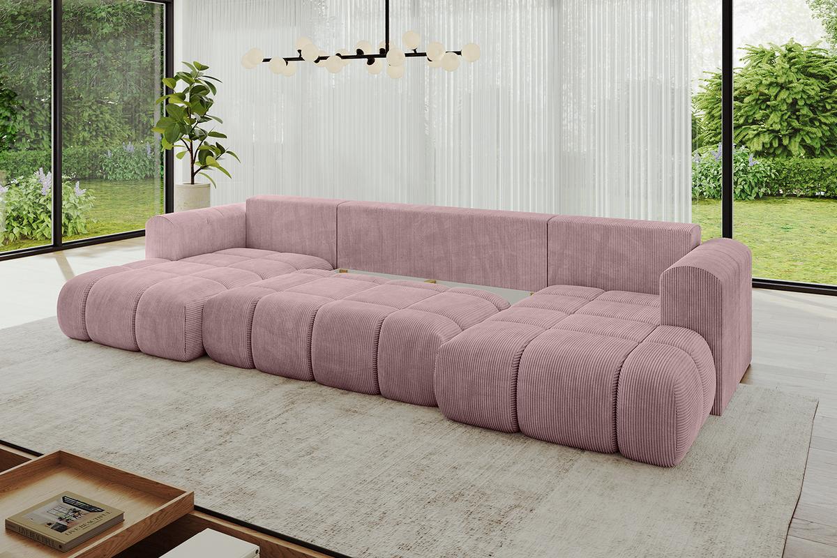 WOHNLANDSCHAFT CLOUD-U 405x185x90 Rosa Cord - Rosa, Holzwerkstoff/Kunststoff (405/90/185cm) - ALTDECOR