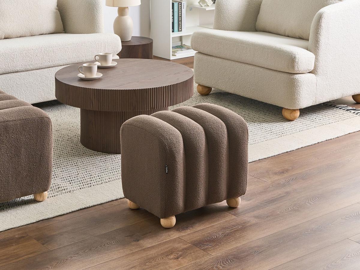 POUF Bouclé Braun Idyllwild - Braun, Textil (49/45/39cm) - Beliani