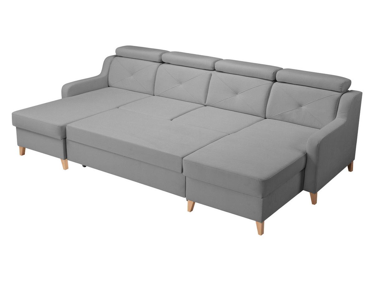 ECKSOFA Marbella U - Hellgrau/Naturfarben, Holz/Textil (286/82/165cm) - MIRJAN24