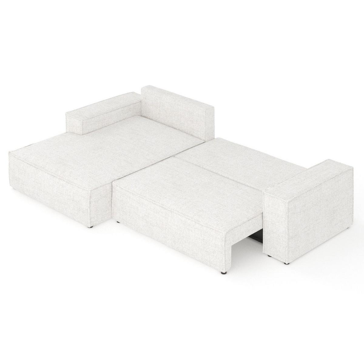 ECKSOFA TAURI mit Schlaffunktion Creme im Neve Stoff - Creme/Schwarz, Holz/Holzwerkstoff (294/185cm) - AltaBeds