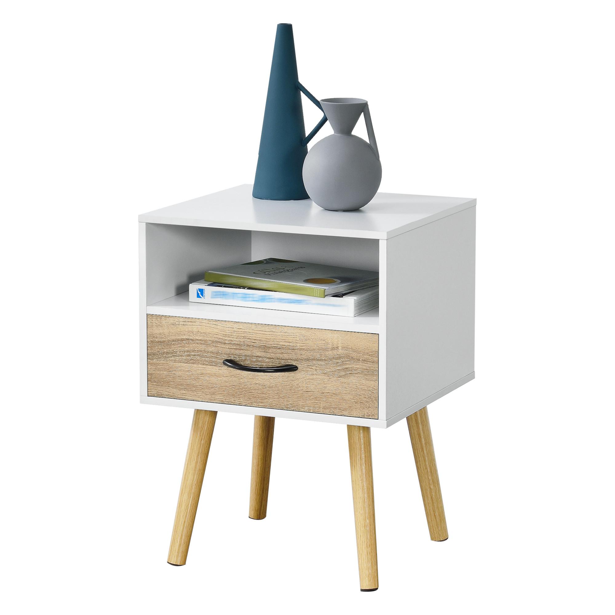 BEISTELLTISCH Gävle - Eichefarben/Weiß, Holz/Holzwerkstoff (40/42/57cm) - [en.casa]