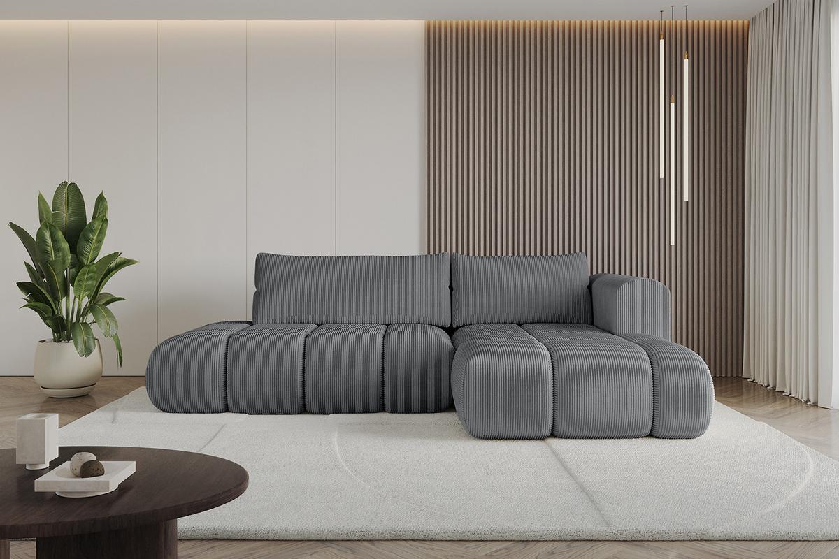 ECKSOFA Ottomane Rechts CLOUD-L 280x185x90 Dunkelgrau Cord - Dunkelgrau, Holzwerkstoff/Kunststoff (185/280cm) - ALTDECOR