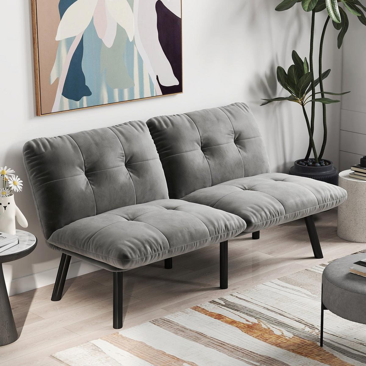 SCHLAFSOFA/SCHLAFSOFA aus Samtstoff, Grau - Grau, Textil (81/78/160cm) - Urban Meuble
