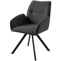 DREHSTUHL Zerra im Geflechtstoff mit Metallbeinen, Anthrazit - Anthrazit/Schwarz, Metall (55/87/46cm) - Beautysofa