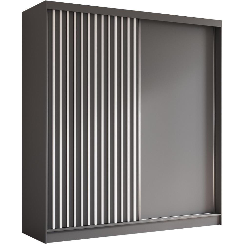 SCHWEBETÜRENSCHRANK Helios II 200/216/61 grau+weiß mit Schubladen - Weiß/Grau, Holzwerkstoff (200/216/61cm) - Beautysofa
