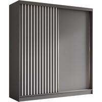 SCHWEBETÜRENSCHRANK Helios II 200/216/61 grau+weiß mit Schubladen - Weiß/Grau, Holzwerkstoff (200/216/61cm) - Beautysofa