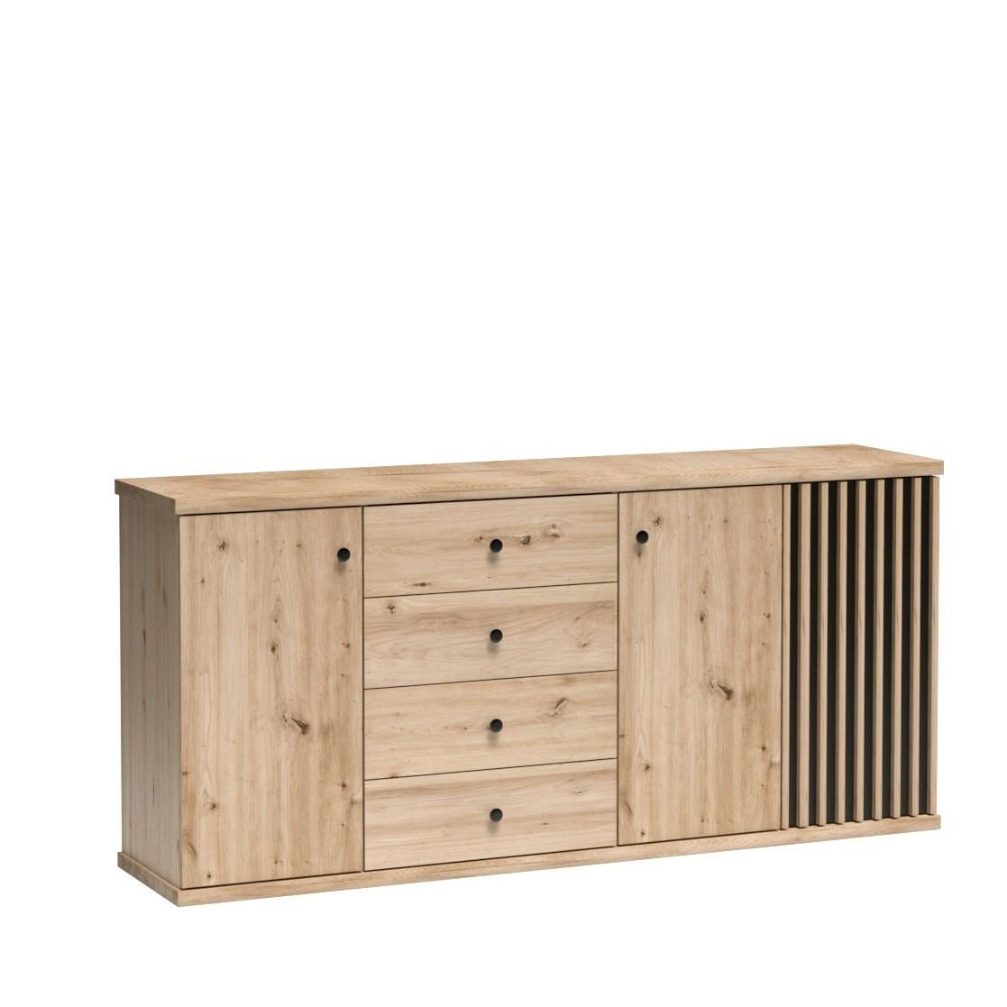KOMMODE ALMERIA 182,7/85,4/40,6cm mit 4 Schubladen 2 Türen Eiche Artisan - Eiche Artisan, Holzwerkstoff (182.7/85.4/40.6cm) - MASSENO
