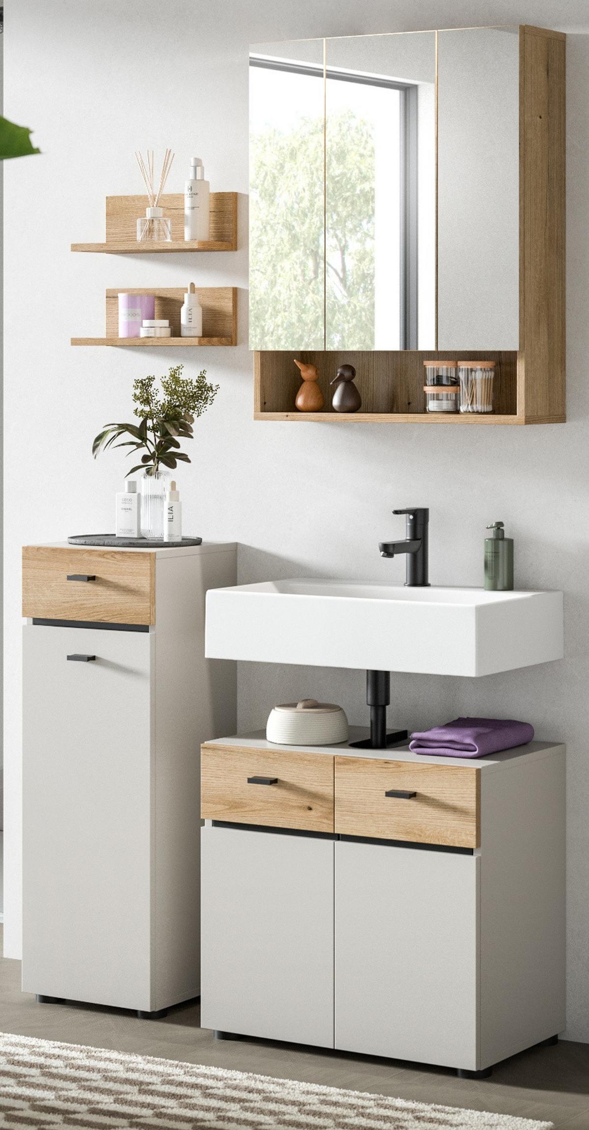 REGAL-SET Evoke Eiche 32 cm, Badezimmer Regal 2er Set - Eichefarben, Holzwerkstoff (32/12/14cm) - Inn.Furn