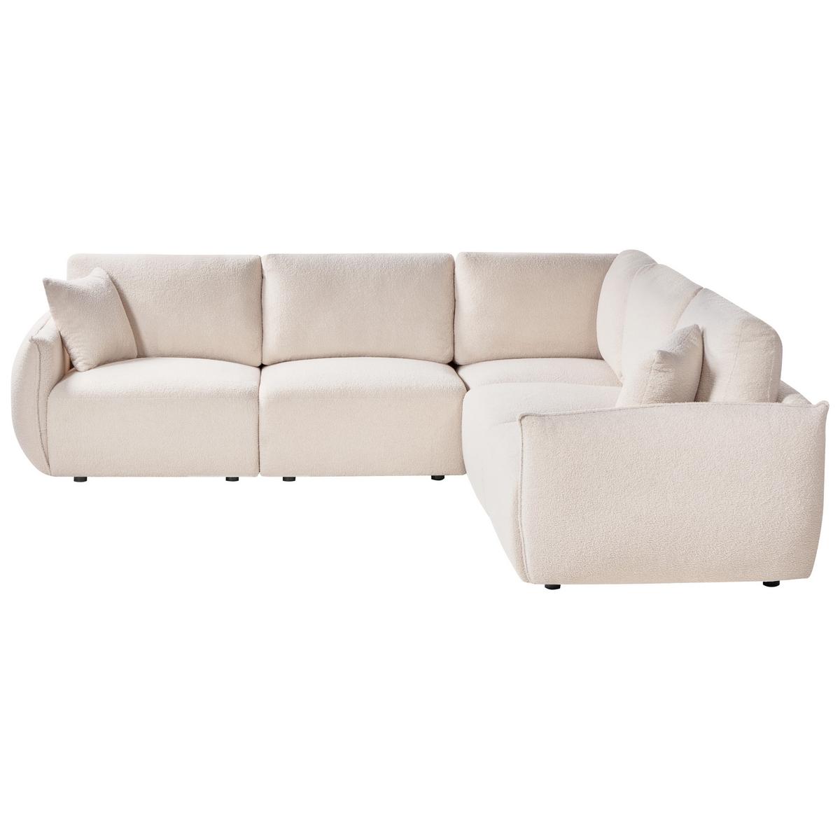 ECKSOFA Modul 5-Sitzer Bouclé Cremeweiß linksseitig Mesnali - Creme, Textil (268/268cm) - Beliani