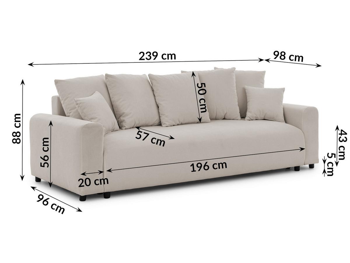 SCHLAFSOFA Calma mit Bettkasten im Bumpy-Design aus weichem Beige Webstoff - Beige/Schwarz, Holz/Kunststoff (239/88/98cm) - S-Style