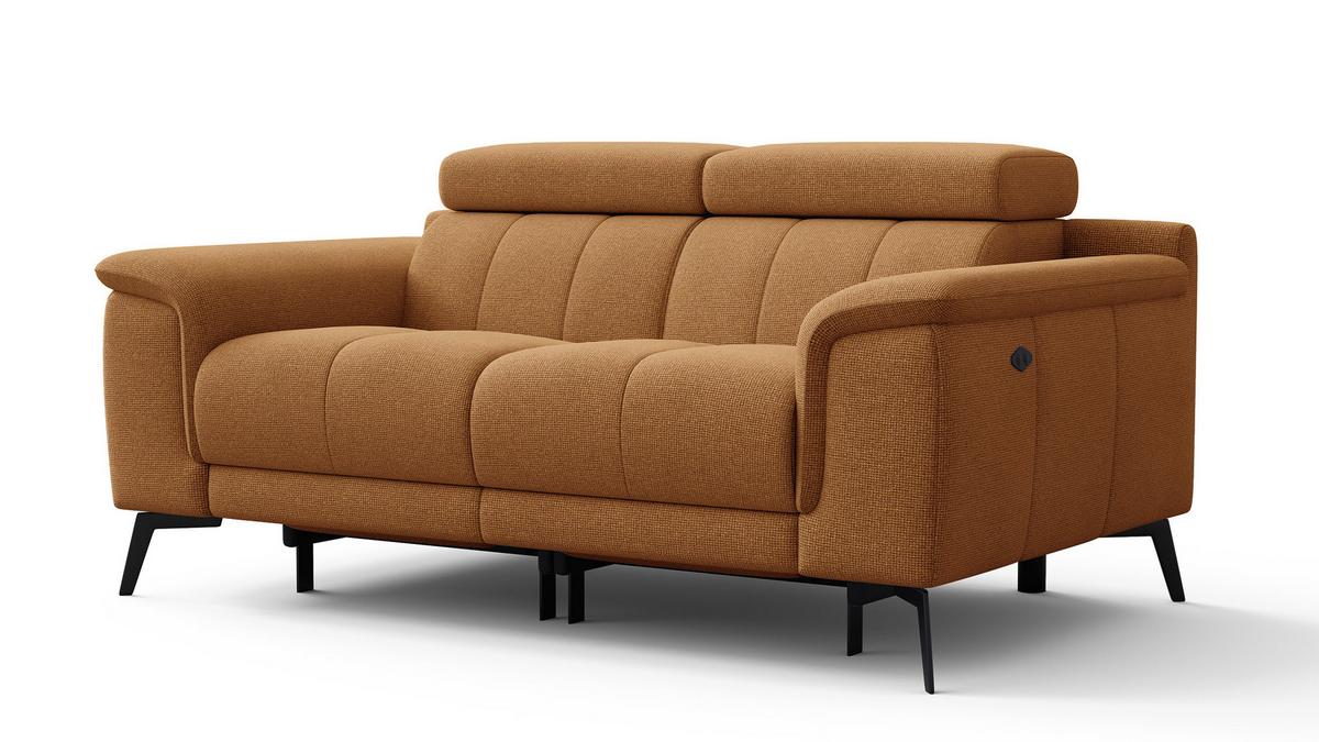RELAXSOFA FIERO 2-Sitzer mit 2 Relaxfunktionen, orange - Schwarz/Orange, Holzwerkstoff/Textil (170/82/103cm) - Wozimo