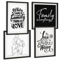 BILDER SET 4er Set - 50x50 cm & 40x60 cm Schwarzer Rahmen - Familie, Liebe, Wärme, Zuhause - Schwarz, Kunststoff (50/50cm) - TULUP