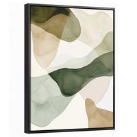 LEINWAND Bilder mit Rahmen - Japandi - Abstrakt - Grün - 30x40 - Salbeigrün, Textil (30/40cm) - MuchoWow