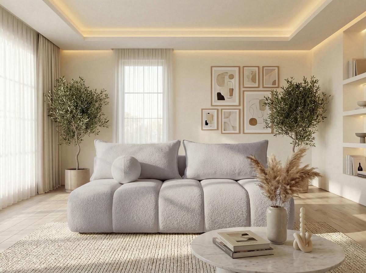 SCHLAFSOFA Milla mit Bettkasten, Sand Beige 205/97/103 cm - Beige, Textil/Metall (205/97/103cm) - WFL GROUP