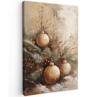 LEINWANDBILD Weihnachten - Kugeln - Beige - Gold Deko XXL 80x120 cm - Goldfarben, Textil (80/120cm) - MuchoWow