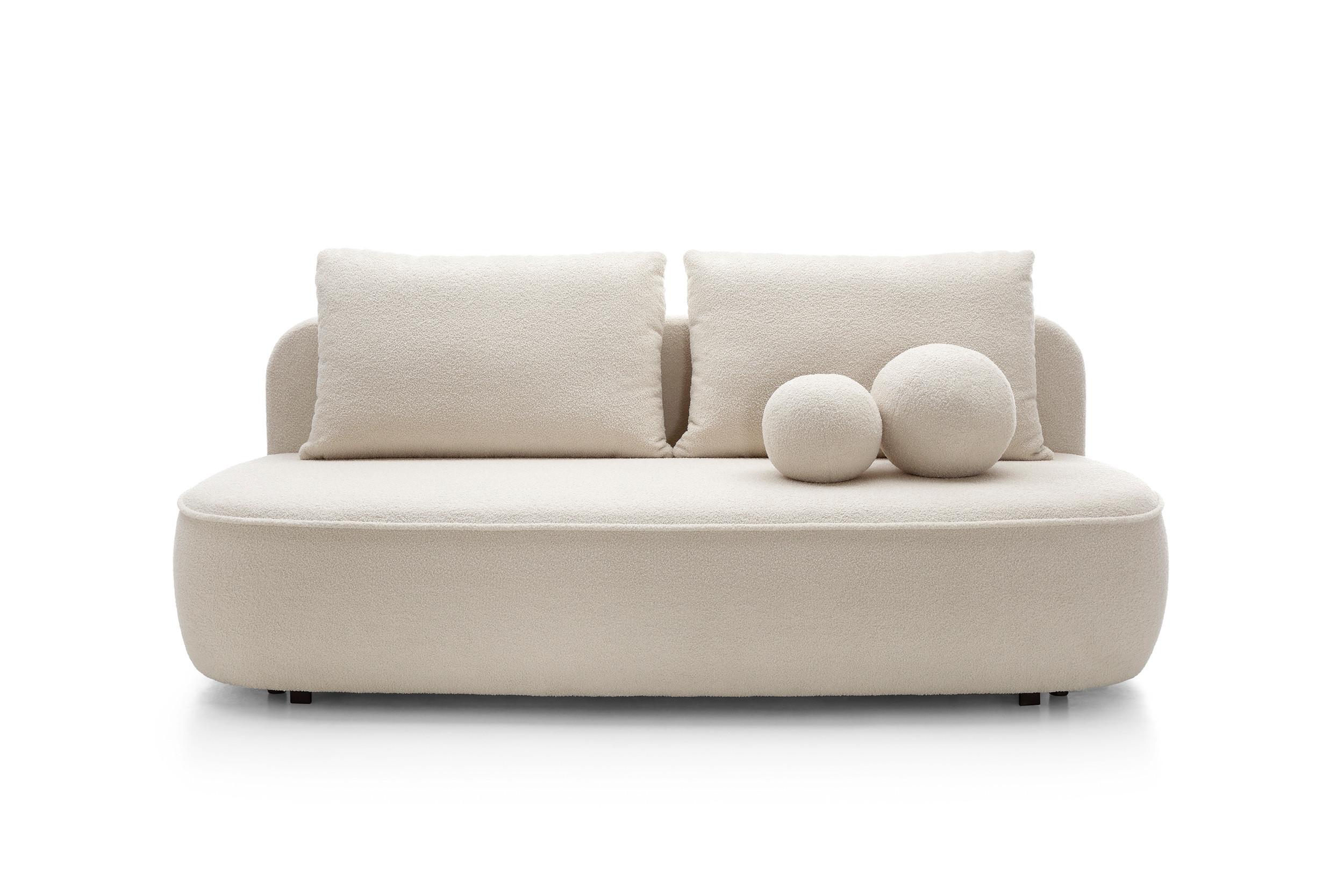 BETTSOFA KIRA Creme Chenille-Stoff mit Schlaffunktion - Creme, Textil (100/88/212cm) - MASSENO