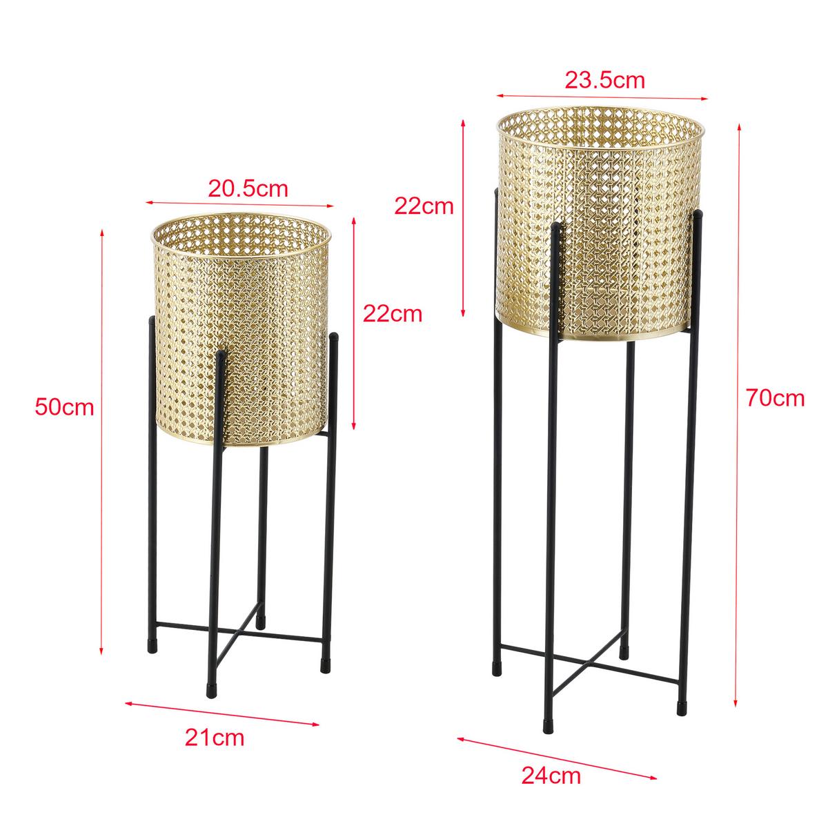 PFLANZENSTÄNDER-SET 2 TLG. Mol - Goldfarben/Schwarz, Metall (24/70/24cm) - [en.casa]