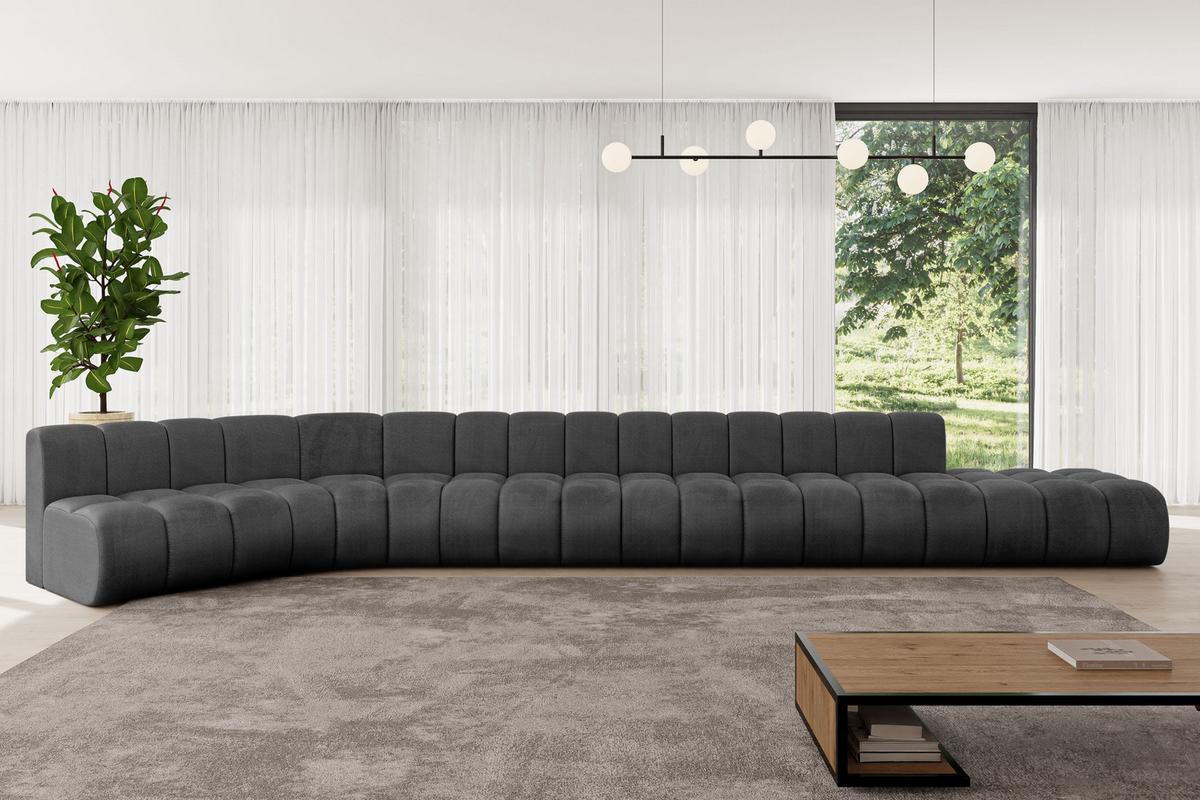 ECKSOFA modulares Sofa Brilo-L3 - 562x174x70 cm Schwarz - Schwarz, Holzwerkstoff/Textil (562/174cm) - ALTDECOR