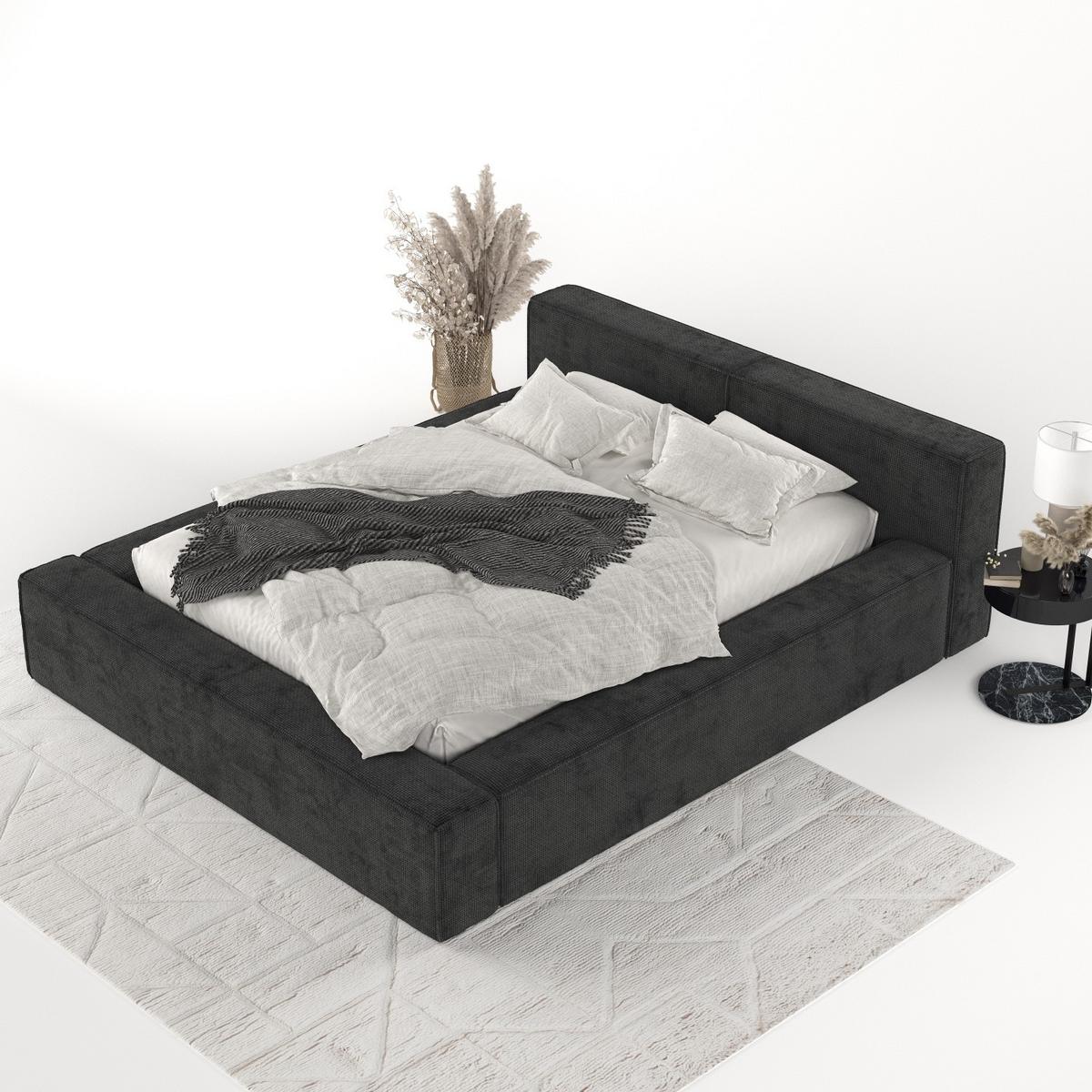 POLSTERBETT Casto mit Stauraum 200/200 cm Schwarz im Bonita Stoff - Schwarz/Naturfarben, Holz/Holzwerkstoff (200/200cm) - AltaBeds