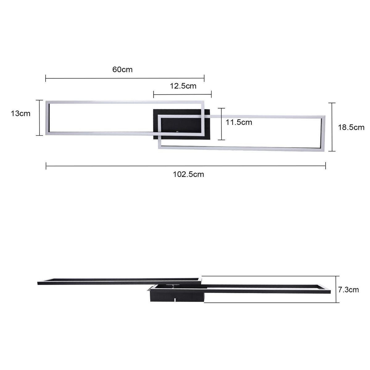 LED-DECKENLEUCHTE Fraser 102.5/18.5/7.3 cm - Schwarz, Metall (102.5/18.5/7.3cm) - Nettlife
