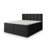BOXSPRINGBETT AREZI 200x200 cm mit Matratze und Topper, H2+H3 - Schwarz - Schwarz, Holz (200/200cm) - MASSENO