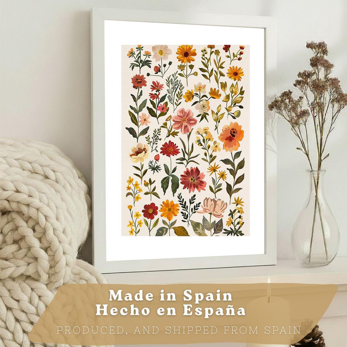POSTER 3er-Set Wandbilder Wildblumen modern Wohnzimmer Deko, Schlafzimmer, Küche, Badezimmer Weißer Rahmen A4 - Weiß, Papier (29.7/1/21cm) - Nacnic