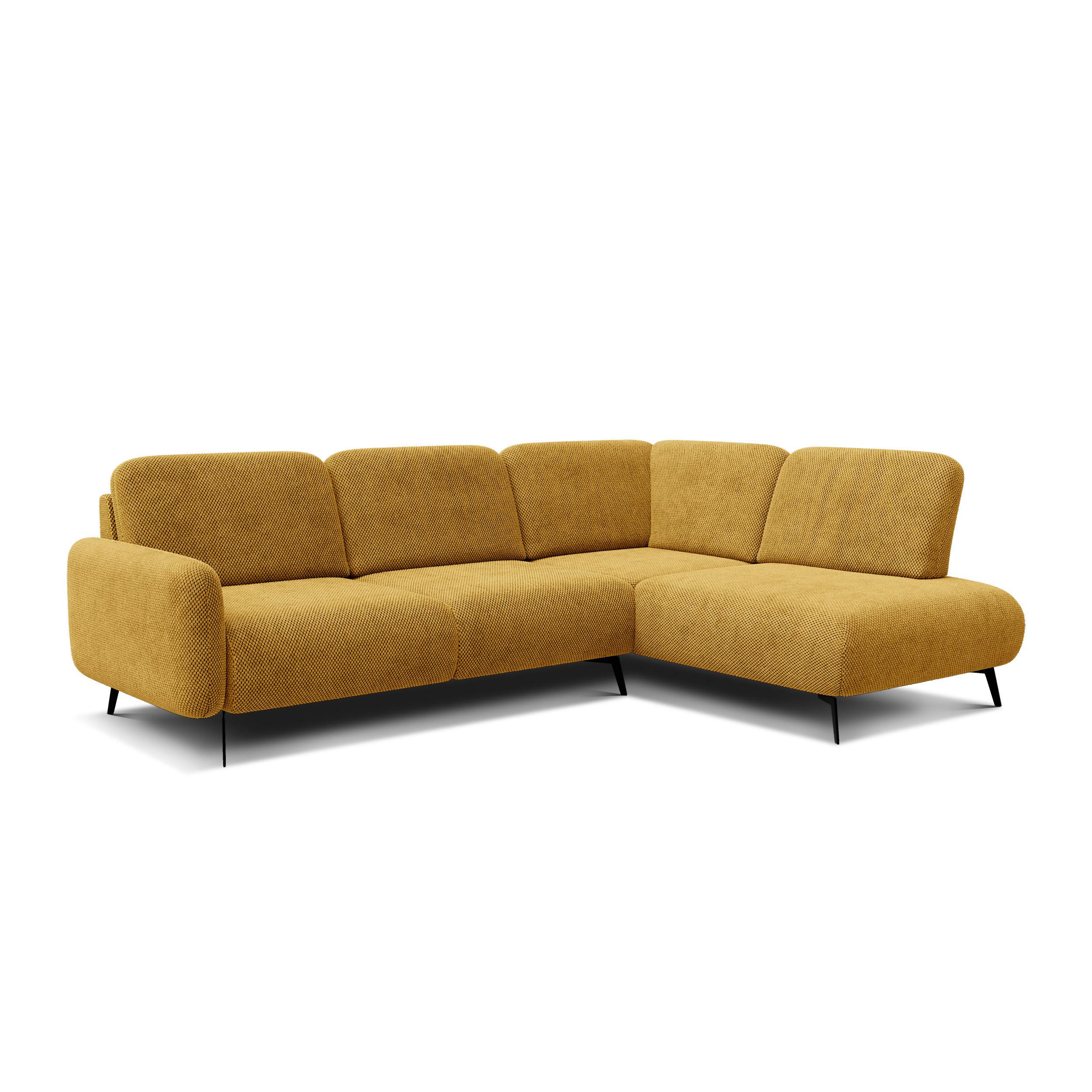 ECKSOFA FEBE 5-Sitzer rechts, dunkelgelb - Gelb/Schwarz, Holz/Textil (271/190cm) - Wozimo