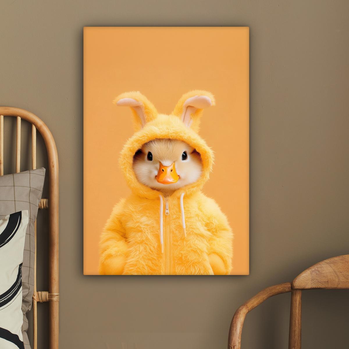 LEINWANDBILD Osterhase - Kostüm - Ente Wanddeko 40x60 cm - Gelb, Textil (40/60cm) - MuchoWow