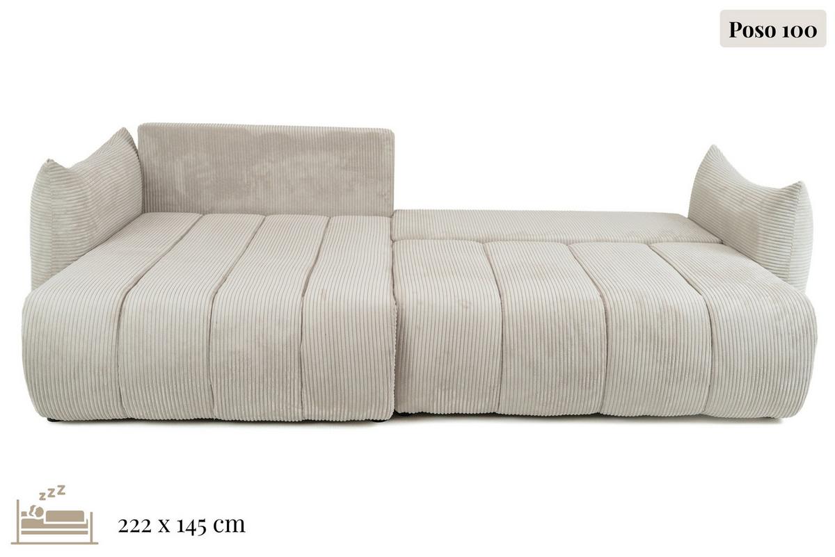 ECKSOFA Liv mit Schlaffunktion & Bettkasten in Cordstoff Dunkelgrün, Universell 260/154/86 cm - Schwarz/Grün, Kunststoff/Textil (260/154cm) - WFL GROUP